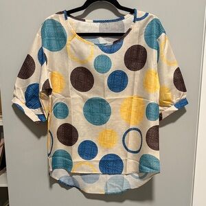 Emery Rose (SHEIN) Geometric Polka Dot Blouse